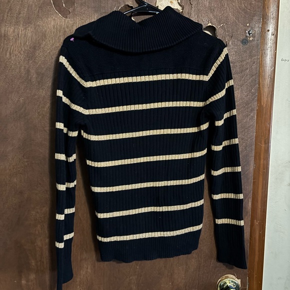 Ralph Lauren Men's Black and Tan Striped Sweater - Picture 4 of 4